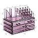 Ikee Design Purple Jewelry & Cosmetic Storage Display Boxes Two Pieces Set, Purple Cosmetic Jewelry Organizer Makeup Holder, Purple Cosmetic Holder Stand