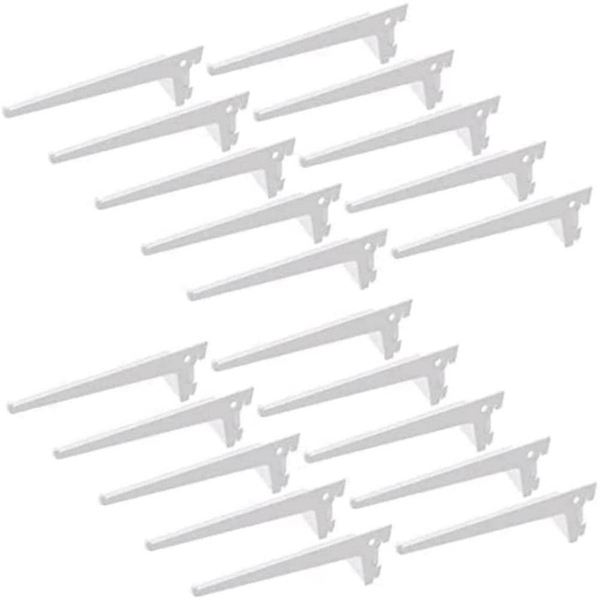 Emuca - Shelf Brackets for Single Slot Wall Rail (Grid Dimension: 50mm), White, 200mm, Set of 20 Pieces