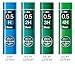 Pentel Ain Stein Mechanical Pencil Lead, 0.5 H,2H,3H,4H (40 Leads) , Original 5 Colors