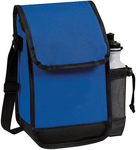 Eunichara Plus Thermal Insulated Cooler Lunch Bag 600D Polyester PVC Backing with Leatherette Trim Side Bottle Holder - Color Royal Blue