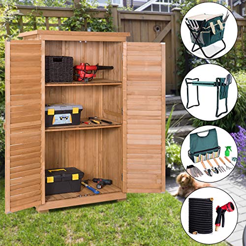 Goplus Outdoor Storage Wooden Garden Shed with Latch