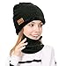 xinmaous Bluetooth Headphone Beanie Hat, Scarf Set-V4.2 Stereo Wireless Smart Music Headset Knit Cap, Winter for Men Women Girls Guys Teens, Black/Gray