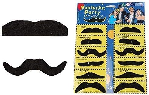 Samdivi Stickon Moustache, Creative Funny Costume - Set of 12 (Multi Color)