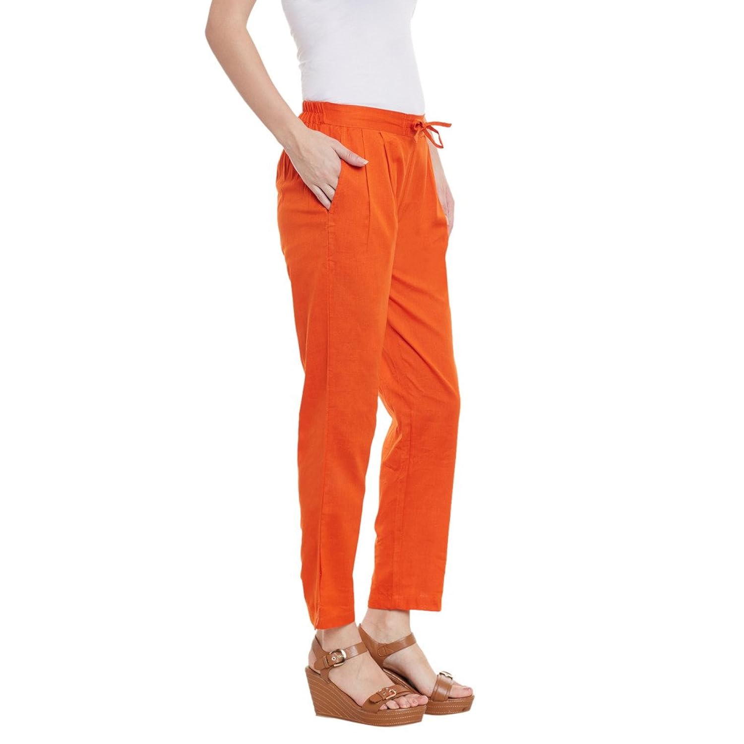 bitterlime women's cotton solid trousers