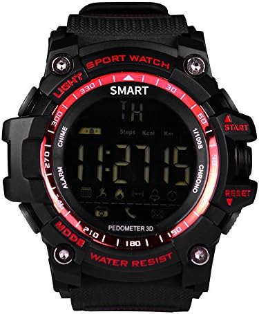 Dupad Story Sport Smart Watch Outdoor Bluetooth Wristwatch Waterproof IP67 LED Pedometer Stopwatch Call for Android IOS iPhone 6 6S 7 7 Plus Samsung Smartphones-Red
