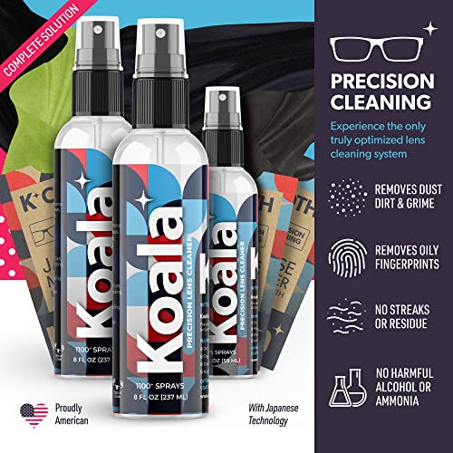 Koala Eyeglass Lens Cleaner Spray Kit USA Made (2x) 8 Oz + (1x) 2