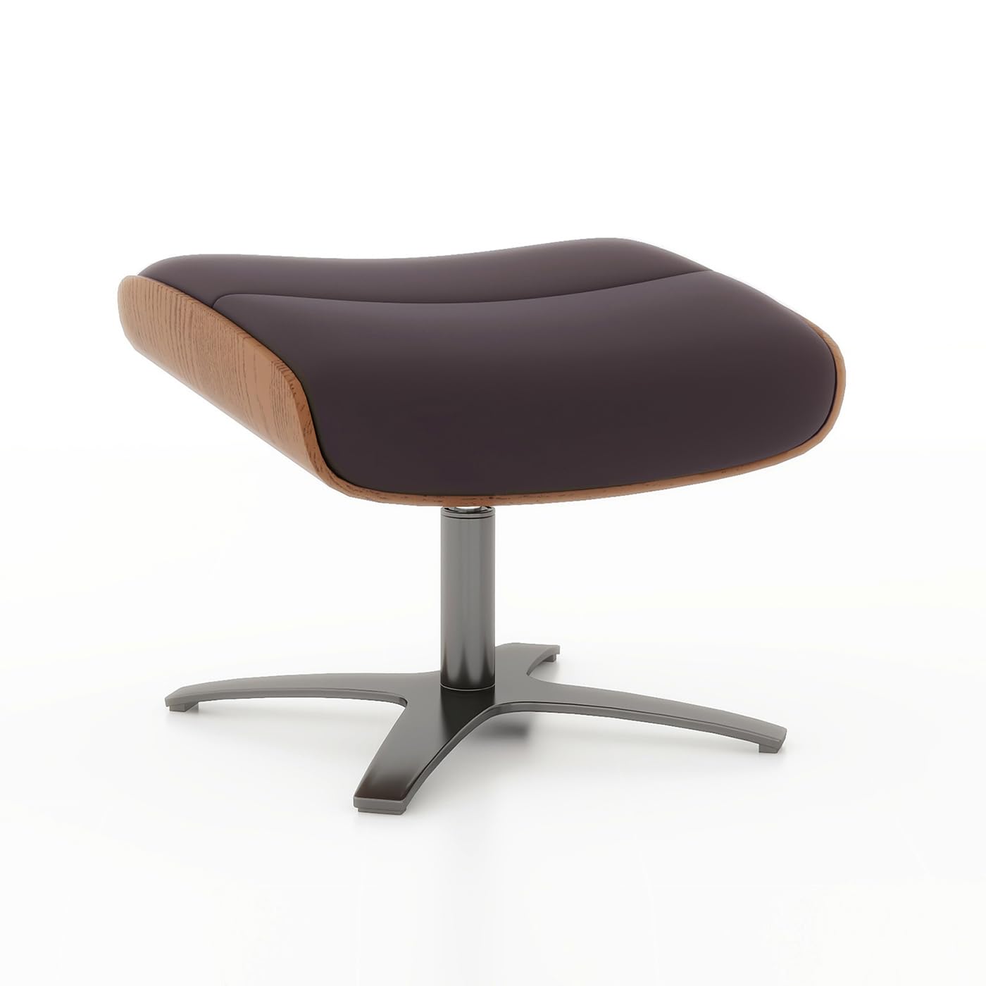 View 1 of *BOX 1/2 ONLY* Jovan 20.5" Mid-Century Modern Genuine Leather Footstool Ottoman, Cacao Espresso Brown Leather
