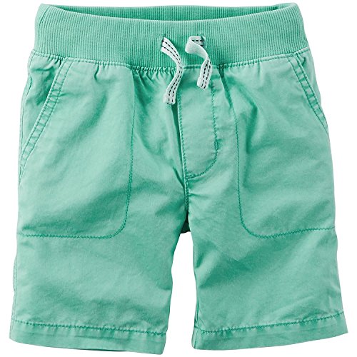 Carter's Pull-On Twill Shorts, Knit Waistband W/Drawstring & Pork Chop Pockets (9M, Green)