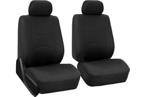 OUZORP Car Seat Covers Front Set in Black Cloth for Low Back Car Seats with Removable Headrest, Automotive , Washable Car Seat Cover Universal for SUV, Sedan, Van