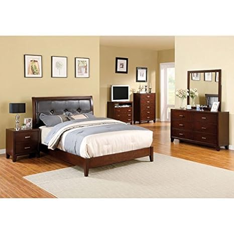 Amazon Com Enrico I Contemporary Style Brown Cherry Finish