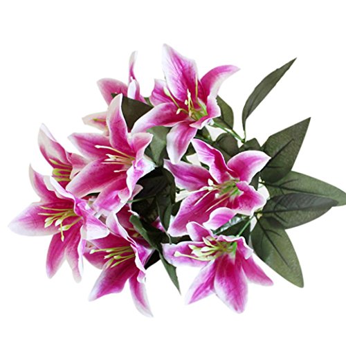 Hot Sale!!Wedding Party Home Decor,10 Heads Bridal Bouquet Artificial Fake Silk Lilies Flower (B) - Thumbnail 3