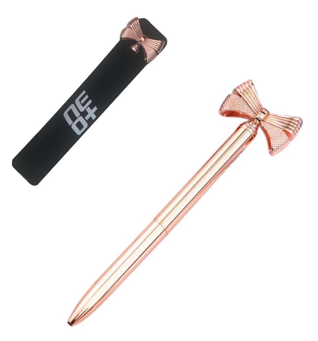 NEO+ Quality metal bow ballpoint pen in rose gold. Stylish design, pen refill and pen pouch included.