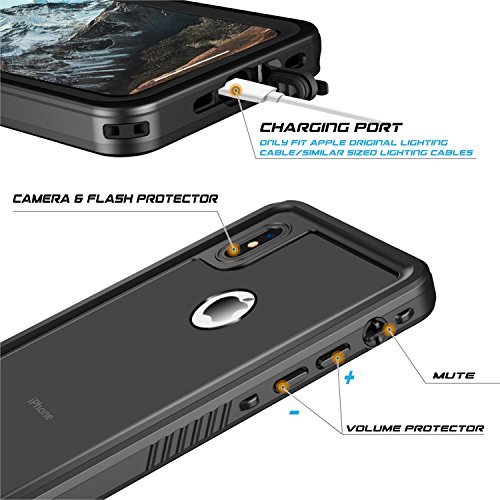 image for SNOWFOX iPhone X Waterproof Case, Shockproof Dirtproof Snowproof IP68 