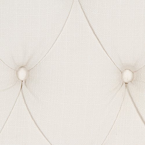 Martinique Upholstered Adjustable Headboard Panel with Solid Wood Frame and Button-Tufted Design, Ivory Finish, Twin