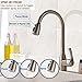 KINGO HOME Modern Commercial High Arch Stainless Steel Single Handle Pull Down Sprayer Brushed Nickel Kitchen Faucets, Kitchen Sink Faucets with 3 Setting Spray
