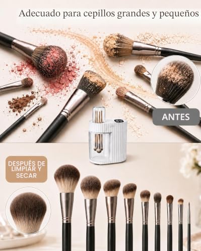 ALAFLY Limpiador y Secador Eléctrico 3 en 1 para Brochas de Maquillaje, Máquina Automática USB de Limpieza Profunda, Limpieza y Secado Rápido Portátil [Sin Quitar las Brochas]