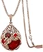 Calors Vitton Rose Gold Plated Flower Water Drop Crystal Long Sweater Chain Pendant Necklace Red 15