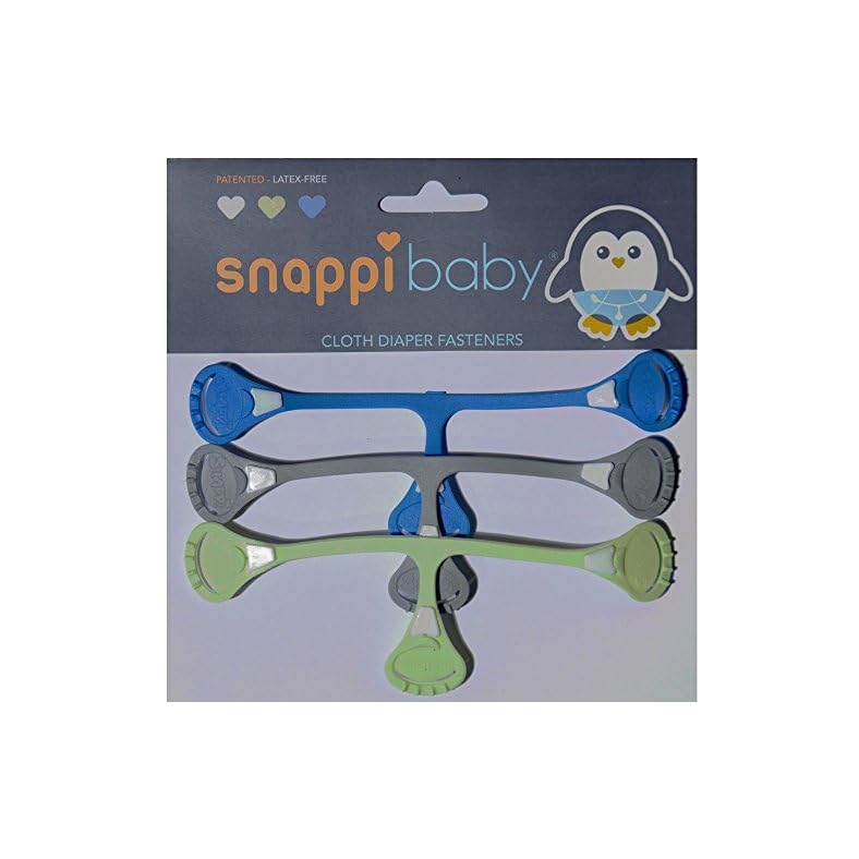 [Boy 3 pack] Snappi Cloth Diaper Fasteners – Replaces Diaper Pins – Use with Cloth Prefolds and Cloth Flats