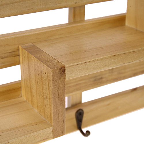 WinnerEco Wood Wall Mounted Shelf Holder Storage Rack Organizer Hanging Home Decor (Burlywood)