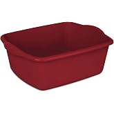 Sterlite 12 Quart Dishpan Basin, Multi-Purpose, 15 3/4" x 12 1/2" x 6", Red, 1-Pack