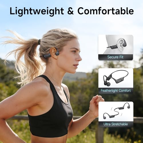 IFECCO Auriculares Conduccion Osea IP67 Impermeables | Cascos Osea con Micrófono,Bluetooth 6.0,para Correr Ciclismo Fitness,Oído Abierto