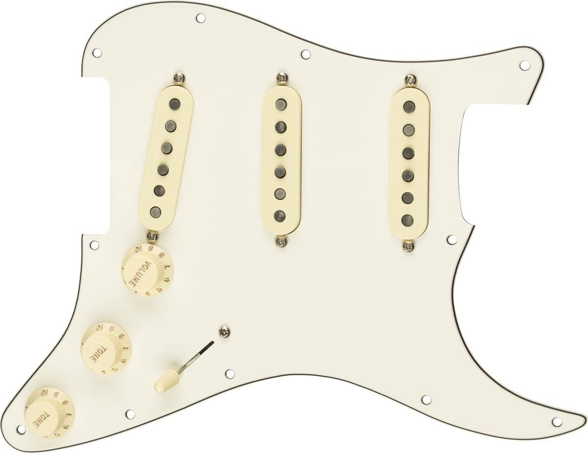 Fender Pre-wired Stratocaster Pickguard Strat Original '57/'62 Pickups, White, Black, Einheitsgröße