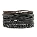 HZMAN Mix 4 Wrap Bracelets Men Women, Hemp Cords Wood Beads Ethnic Tribal Bracelets, Leather Wristbands (L
