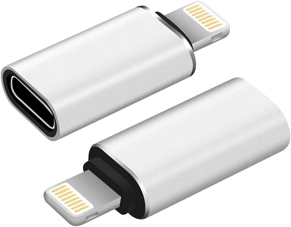 AODSC iOS Adapter, USB C (Female) to iOS (Male) Adapter, Support Charging and Data Transmission,Compatible with Phone Xs max Phone 8 8 Plus 7 7 Plus 6s 6s Plus 6 6 Plus【2 Pack】(Sliver)