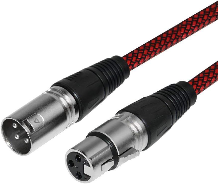 XLR Cable 3ft 2Pack Male to Female, Furui Microphone XLR Cable 3 Pin Nylon Braided Balanced XLR Cable Mic DMX Cable Patch Cords with Oxygen-Free Copper Conductors