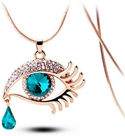 Ranoff Fashion Magic Eye Crystal Tear Drop Eyelashes Necklace Long Sweater Chain for Party Wedding Gift Casual Decoration