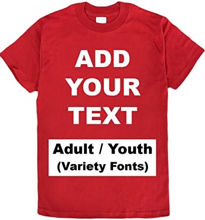 Circular Custom T Shirts Heavy Comfort Add Your Own Text Message Cotton T Shirt [Youth/Red/S]