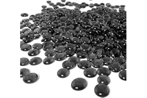 ARSUK Flat Marbles Black Vase Filler Glass Pebbles – Decorative Glass Beads for Vases, Gems, Rocks, Stones, Crafts, Table Scatter, Wedding Centerpieces, Mancala Stones 1 LB (100 Pcs, 0.7–0.8 Inch)