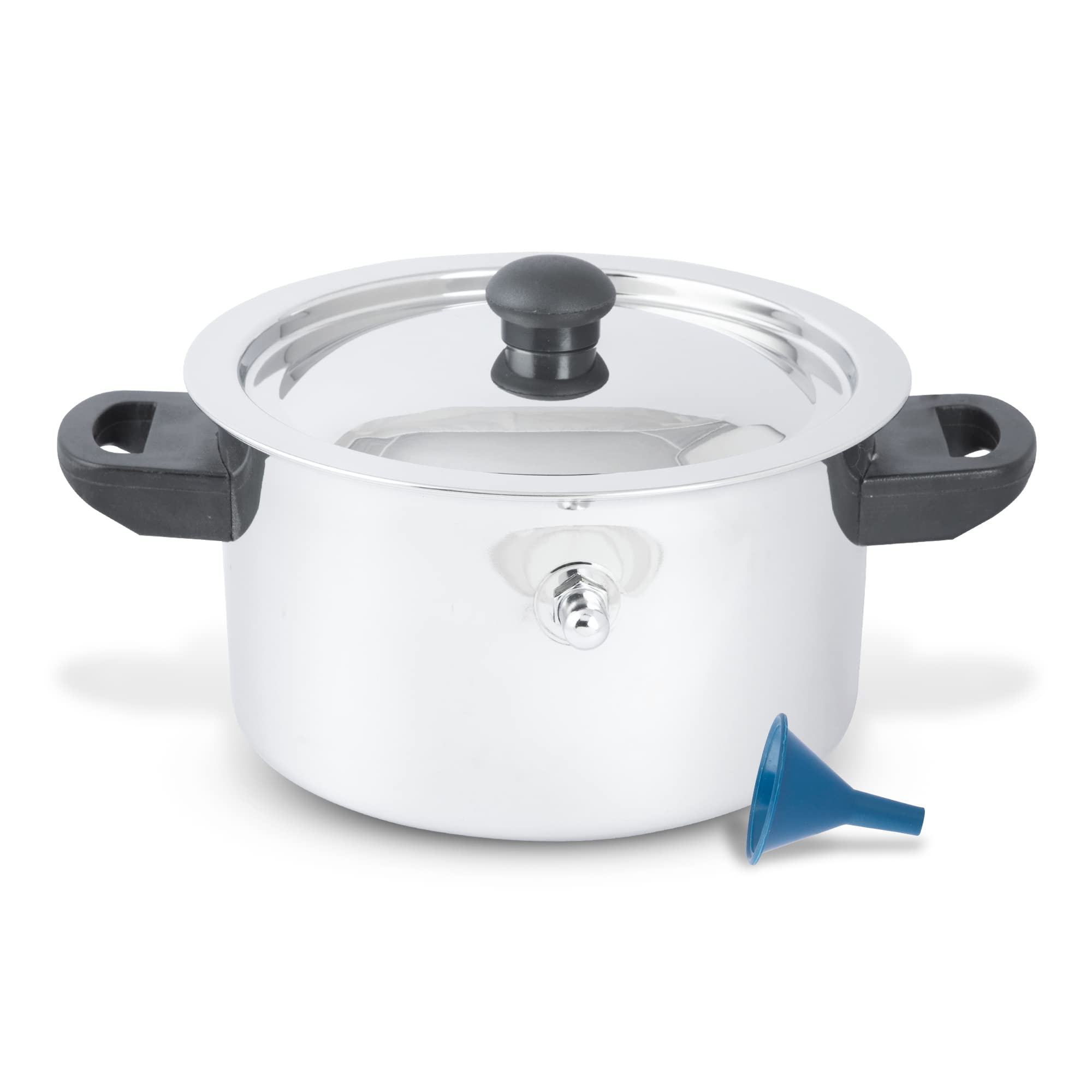 KSJONE Stainless Steel Milk Boiler 1.5 litres Pot, Double Wall Milk Cooker with Whistle and Funnel, Silver