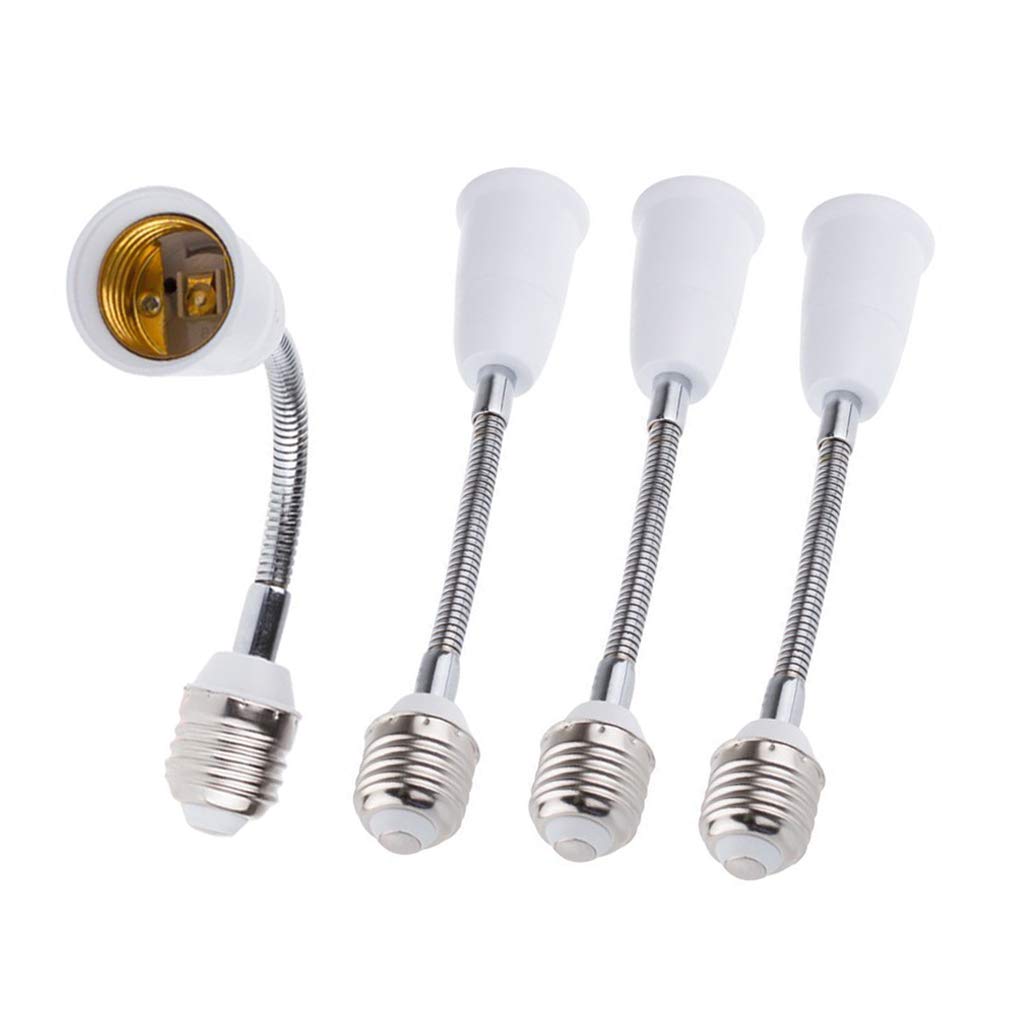 E27 Light Bulb Socket Extender Adapter: E26/E27 to E27 Flexible Extension, All-Directional Light Adjustable Converter for A19 LED Lamps and Recessed Spotlights (4-Pack)
