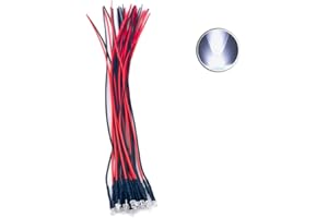 CLEISCRY 30pcs 12 Volt 3mm Flat top White LED Lights Emitting Diodes Pre Wired 7.9 Inch DC 12V LED Light Water Clear Lens Small LED Lamps (3mm Flat top, White (30pcs))