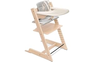 Stokke Tripp Trapp High Chair2 with Cushion and Table Tray - Natural with Vanilla White Tray
