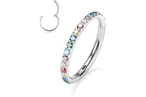 GAGABODY 20G 18G 16G 14G 6mm-12mm 316L Surgical Steel Piercing Jewelry Hinged Seamless Earrings Clicker Hoop Piercing Rings for Cartilage Helix Rook Septum Daith Tragus Lobe CZ/Opal/Shell/Turquoise