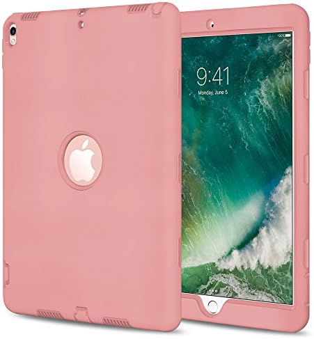 iPad Pro 10.5 Case, Anti Scratch Shockproof Hybrid Dual Layer Tough Polycarbonate Case Silicone Cover for Apple iPad Pro 10.5 inch 2017 (Pink)