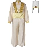 GWOKDAN Mens Arabian Prince Costume Uniform Fairy Tale Cosplay Suits Halloween Outfits Full Set With Hat