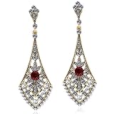 BABEYOND 1920s Flapper Earrings Roaring 20s Great Gatsby Crystal Rhinestone Earrings Vintage 20s Flapper Gatsby Costume Accessories (Style 3-Gold