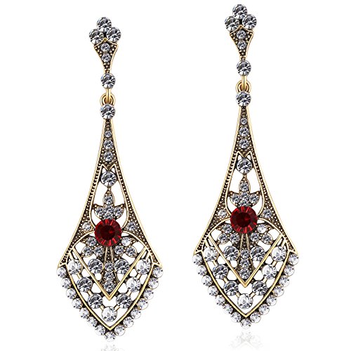 BABEYOND 1920s Flapper Earrings Roaring 20s Great Gatsby Crystal Rhinestone Earrings Vintage 20s Flapper Gatsby Costume Accessories (Style 3-Gold