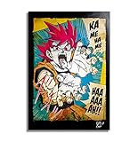 Son Goku from Dragon Ball by Akira Toriyama - Pop-Art Original Framed Fine Art Painting, Image on Canvas, Artwork, Movie Poster, Anime, Manga