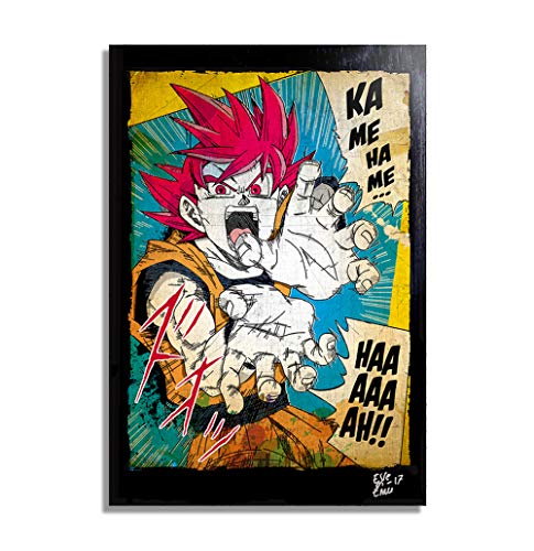 Son Goku from Dragon Ball by Akira Toriyama - Pop-Art Original Framed Fine Art Painting, Image on Canvas, Artwork, Movie Poster, Anime, Manga