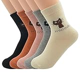 Zando Women's Soft Warm Cute Casual Thick Wool Knit Winter Crew Socks (5-Pack)