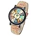 Top Plaza Women Vintage Retro Compass Camouflage Wooden Like Leather Strap Analog Quartz Wrist Watch