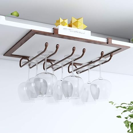 Amazon 穴あけ不要 ワイングラスホルダー 吊り下げ ワイングラス ホルダー ワイングラスとシャンパングラスを吊るす 3 4 5 6列のフックレール 白 金 黒 青銅 グラスホルダー オンライン通販