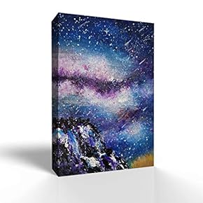 Canvas Wall Art for Living Room,Bedroom Home Artwork Paintings Quiet Starry Night Ready to Hang - 12x18 inches