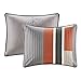 Comfort Spaces Quilt Set Trendy Casual Fun, Vibrant Color Design, Hypoallergenic All Season, Lightweight Coverlet Bedspread Cozy Kids Bedding & Sham Full/Queen Pierre Grey Orange Stripe 3 Piece