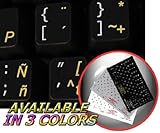 SPANISH (LATIN AMERICAN)-ENGLISH NON-TRANSPARENT KEYBOARD STICKER BLACK BACKGROUND FOR DESKTOP, LAPTOP AND NOTEBOOK