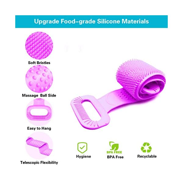 Silicone Shower Brush, Body Scrubber for Shower - Exfoliating Double-Sided Body Back Scrubber - Silicone Body Scrubber…